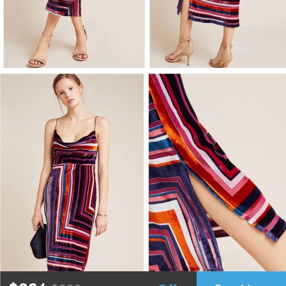 Anthropologie Tina Striped Multicolor VELVET Maxi Dress - Picture 6 of 6